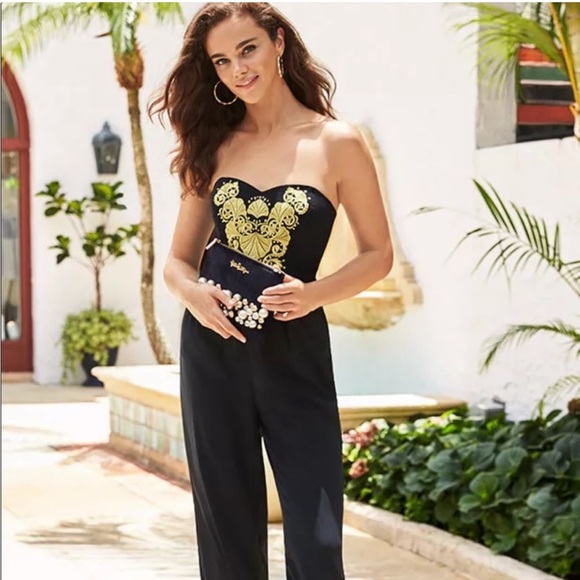 NWT Lilly Pulitzer Janelle Embellished Jumpsuit Onyx Size 2 - Picture 2 of 14